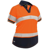 Bisley Womens Taped Two Tone Hi-Vis Polo Shirt S/Sleeve #colour_orange-navy