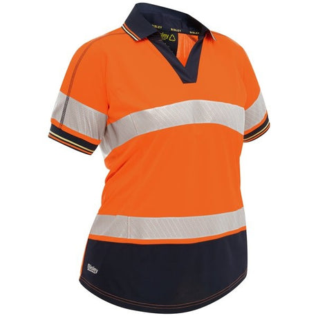 Bisley Womens Taped Two Tone Hi-Vis Polo Shirt S/Sleeve #colour_orange-navy
