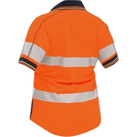 Bisley Womens Taped Two Tone Hi-Vis Polo Shirt S/Sleeve #colour_orange-navy