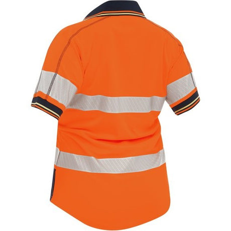 Bisley Womens Taped Two Tone Hi-Vis Polo Shirt S/Sleeve #colour_orange-navy
