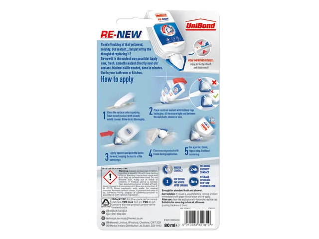 UniBond RE-NEW Silicone Sealant White 80ml
