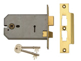 UNION 2077-6 3 Lever Horizontal Mortice Lock Polished Brass 149mm
