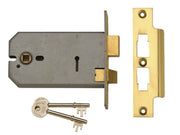 UNION 2077-6 3 Lever Horizontal Mortice Lock Polished Brass 149mm