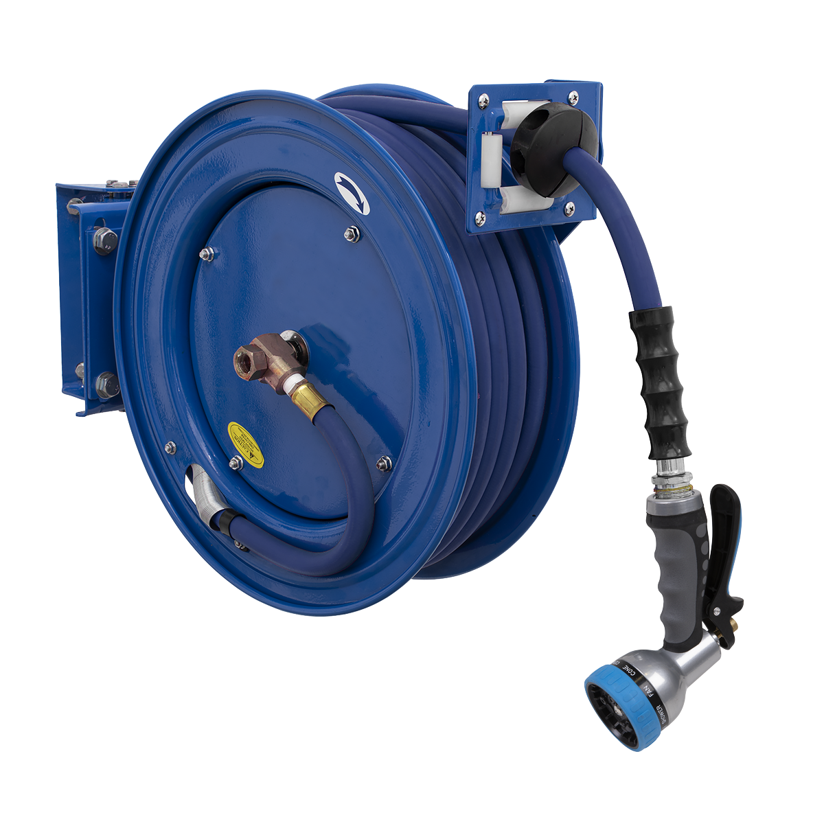 Sealey Heavy-Duty Retractable Water Hose Reel 15m Ø13mm ID Rubber Hose