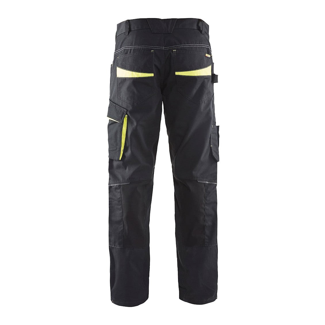 Blaklader Service Trousers with Stretch 1495 #colour_black-hi-vis-yellow