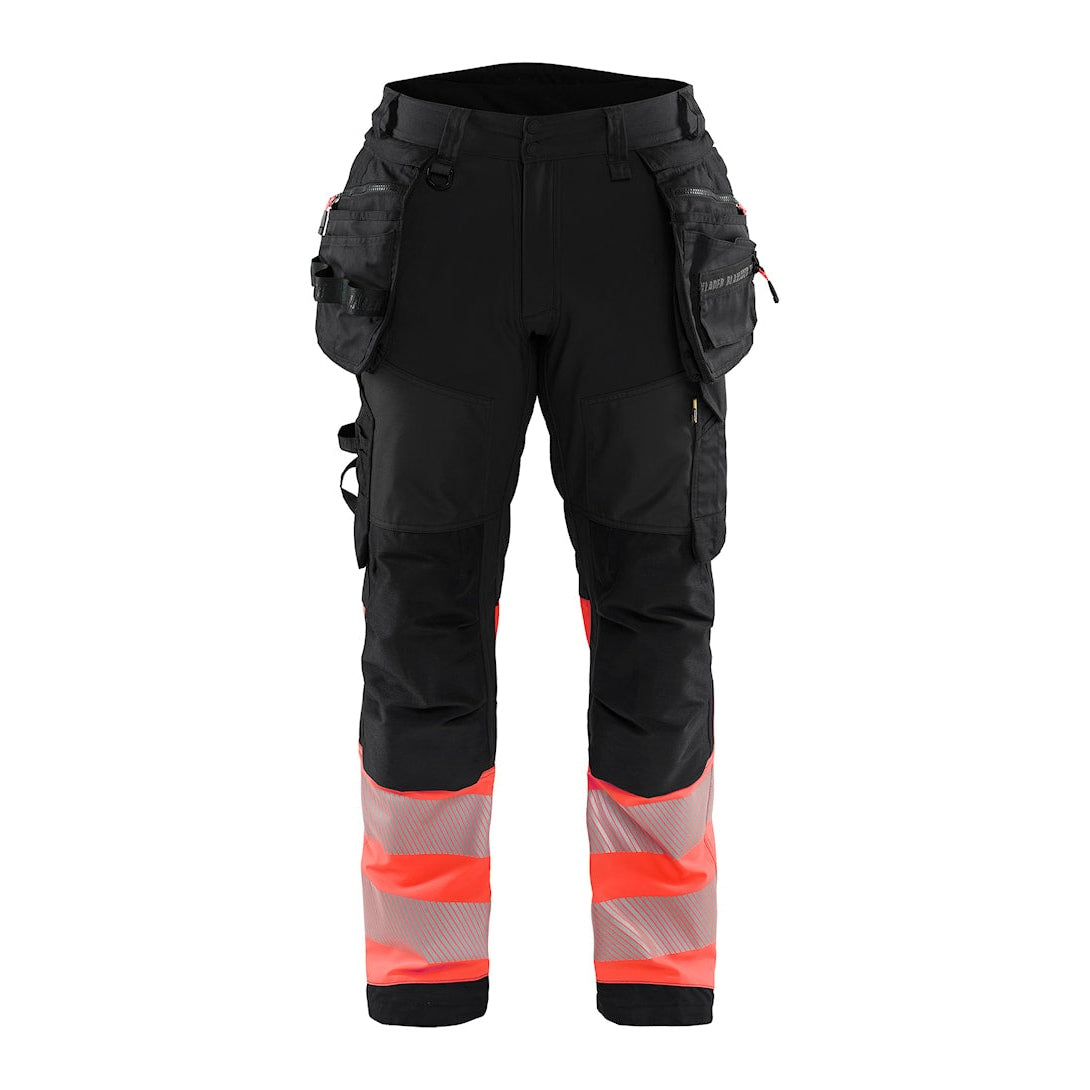Blaklader Softshell Hi-Vis Trousers 1821 #colour_black-red-hi-vis