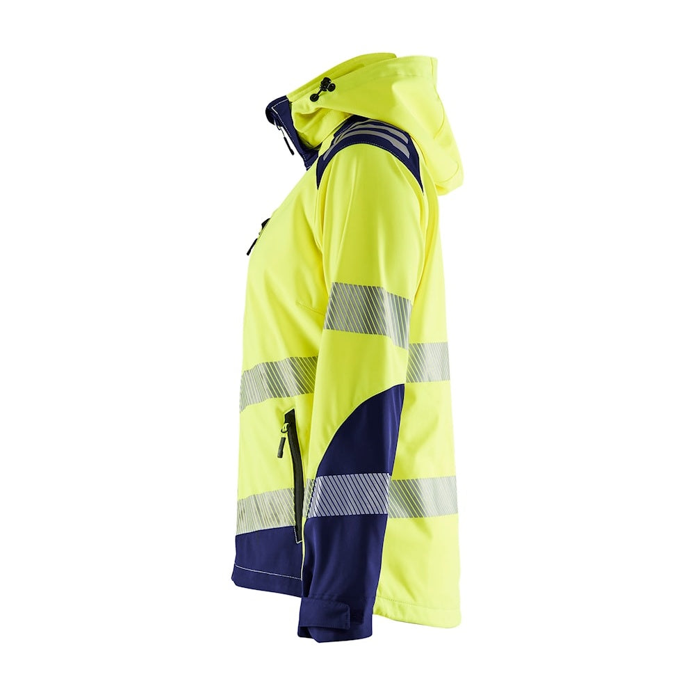 Blaklader Women's Hi-Vis Softshell Jacket 4791 #colour_hi-vis-yellow-navy-blue