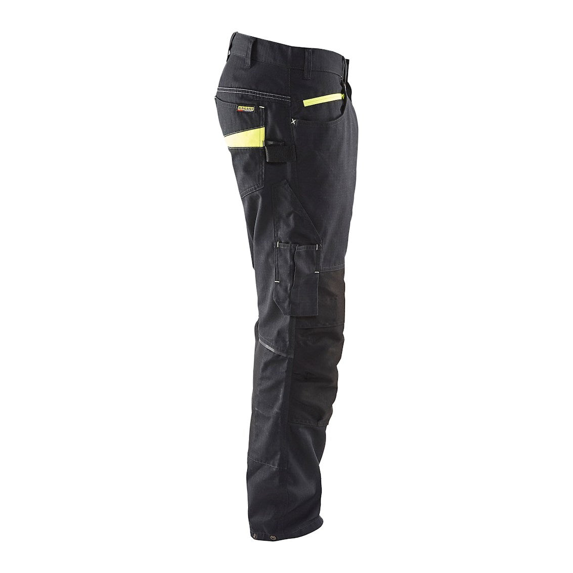 Blaklader Service Trousers with Stretch 1495 #colour_black-hi-vis-yellow