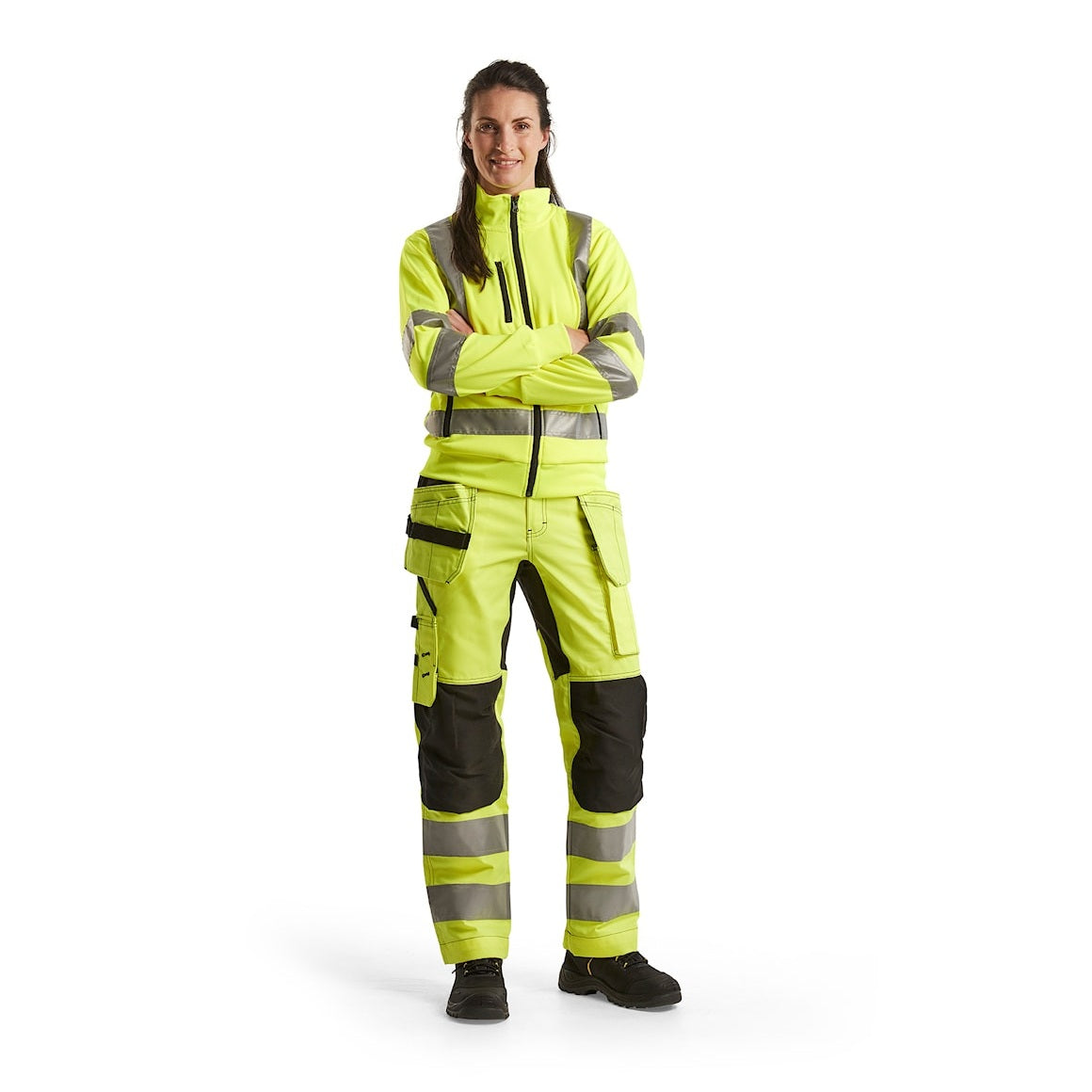 Blaklader Women's Hi-Vis Trousers with Stretch 7163 #colour_hi-vis-yellow-black