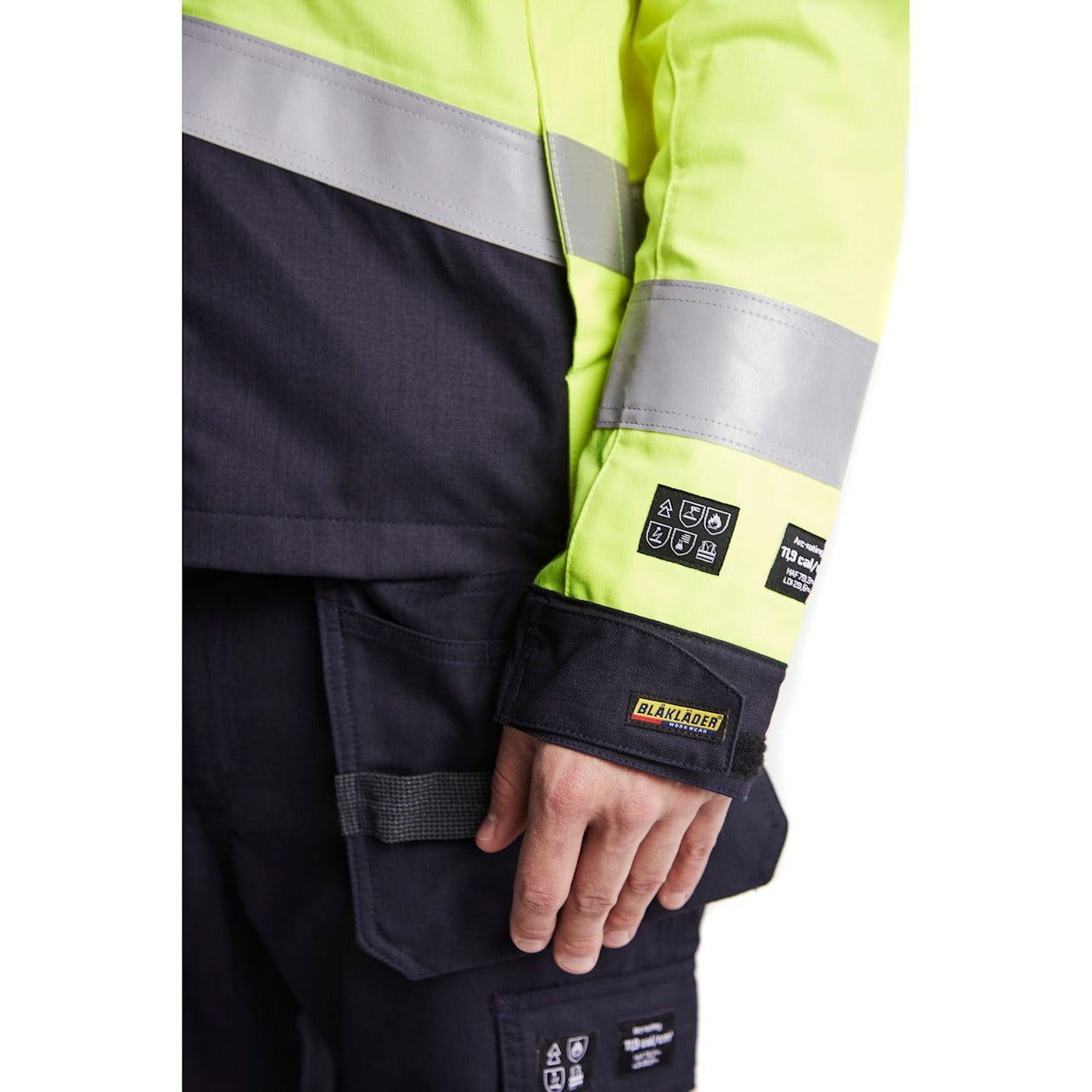 Blaklader Multinorm Inherent Jacket 4089 #colour_hi-vis-yellow-navy-blue