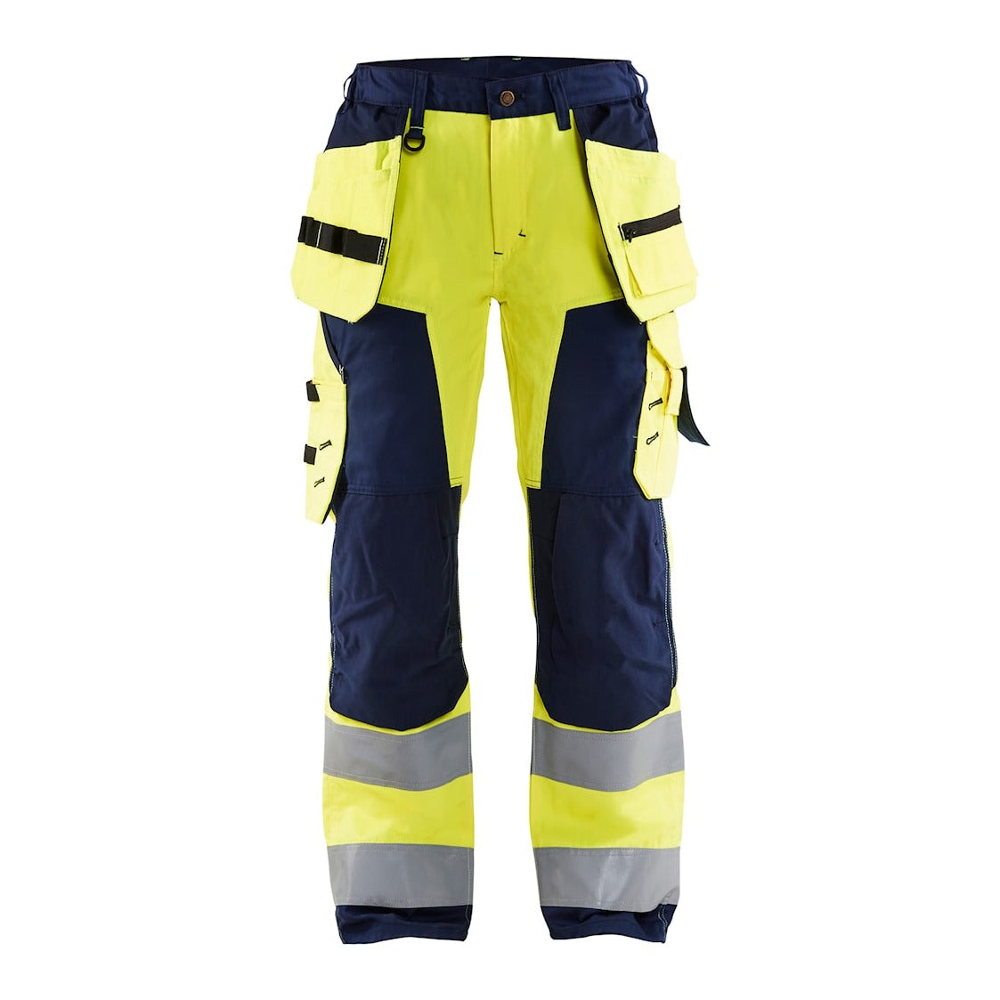 Blaklader Women's Hi-Vis Trousers 7156 #colour_hi-vis-yellow-navy-blue