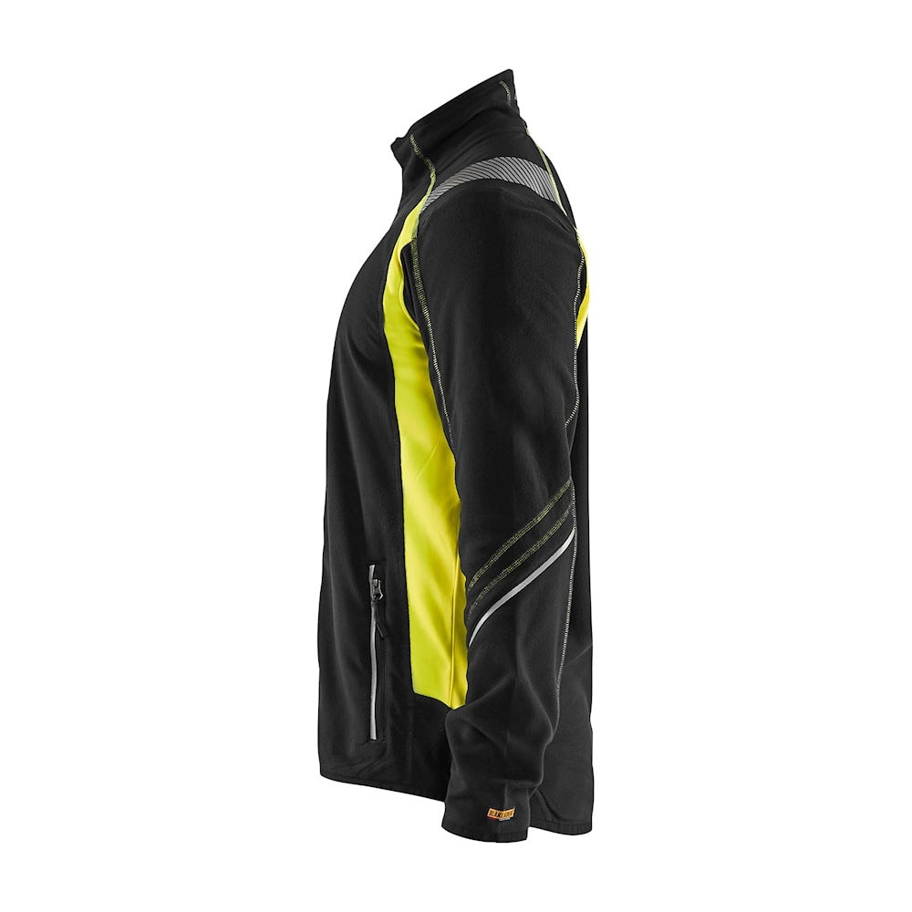 Blaklader Microfleece Jacket 4993 #colour_black-hi-vis-yellow