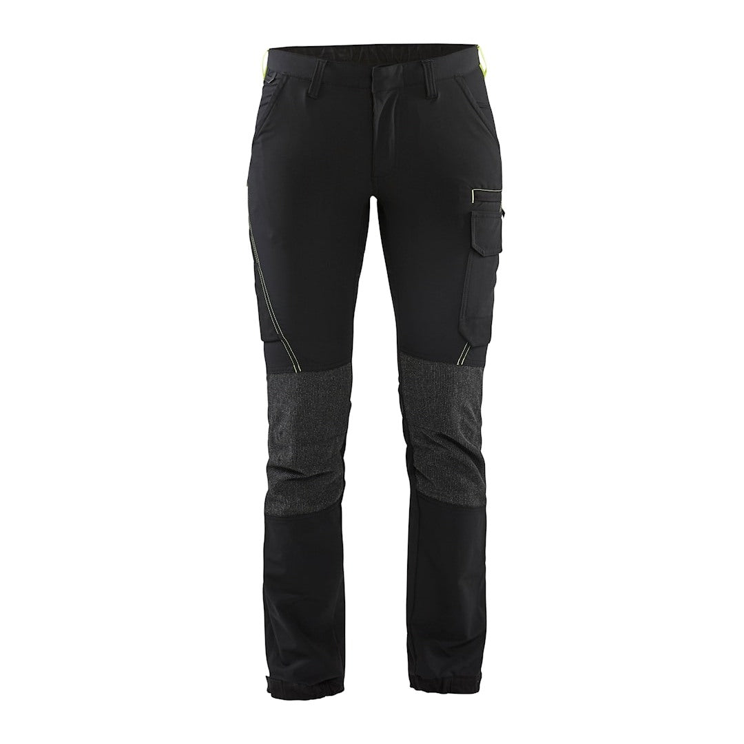Blaklader Ladies 4-Way Stretch Service Trousers 7122 #colour_black-hi-vis-yellow
