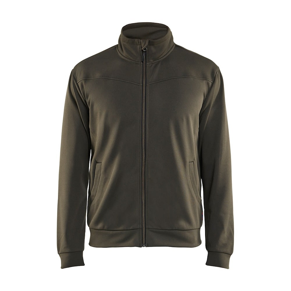 Blaklader Sweatshirt with Full Zip 3362 #colour_dark-olive-green-black