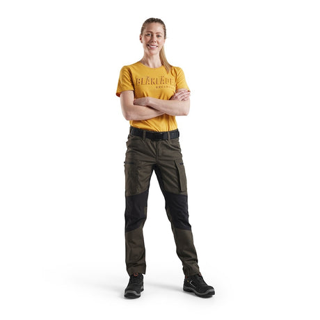 Blaklader Women's Service Trousers Stretch 71591845 #colour_dark-olive-green-black