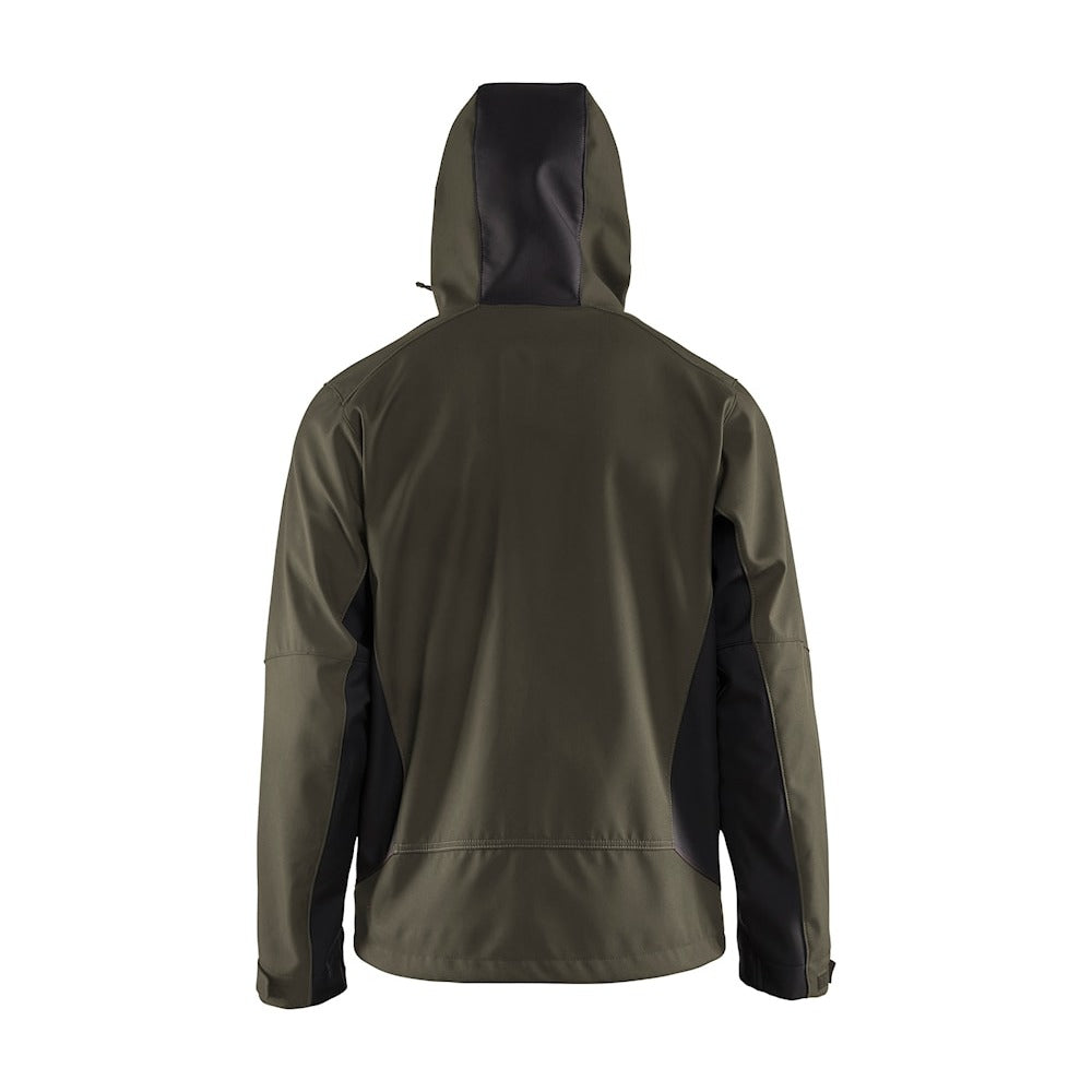 Blaklader Softshell Jacket with Hood 4753 #colour_dark-olive-green-black