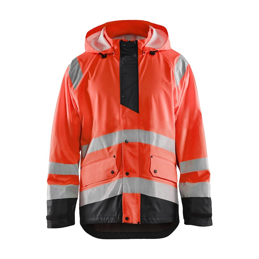 Blaklader Rain Jacket Hi-Vis Level 1 4323 #colour_red-hi-vis-black