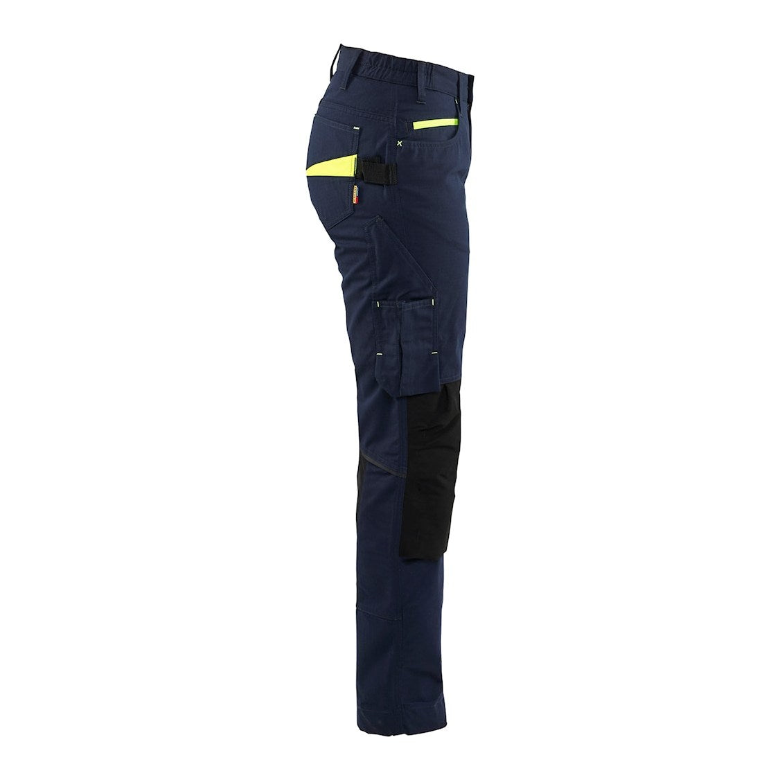 Blaklader Women's Service Trousers with Stretch 7195 #colour_dark-navy-blue-hi-vis-yellow