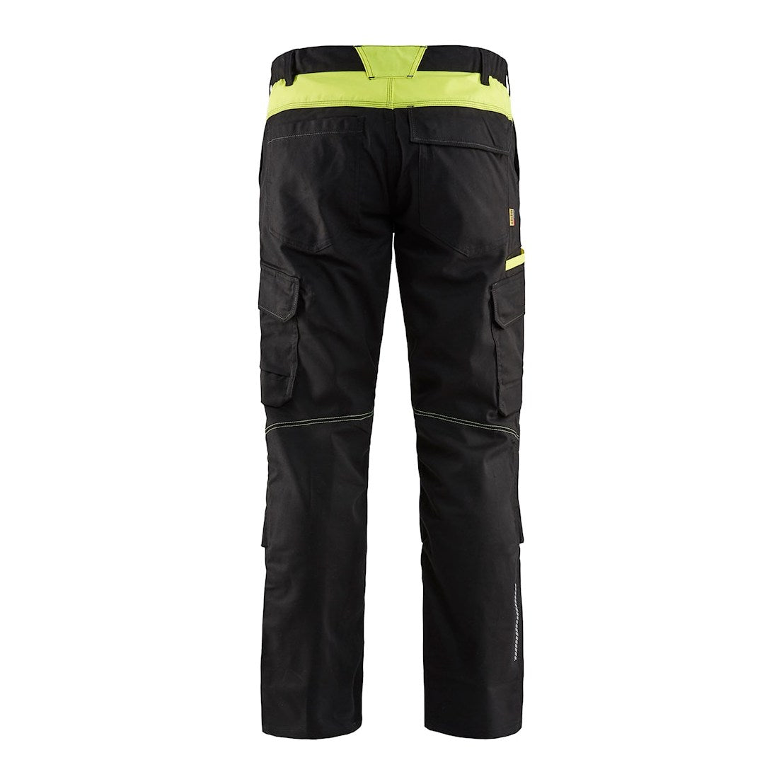 Blaklader Industry Trousers Stretch with Knee Pad Pockets 1448 - Black/Hi-vis yellow #colour_black-hi-vis-yellow