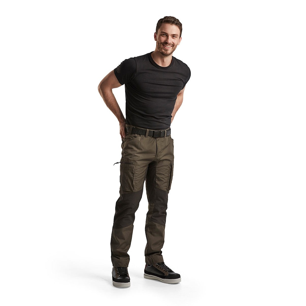 Blaklader Service Trousers with Stretch 14591845 #colour_dark-olive-green-black