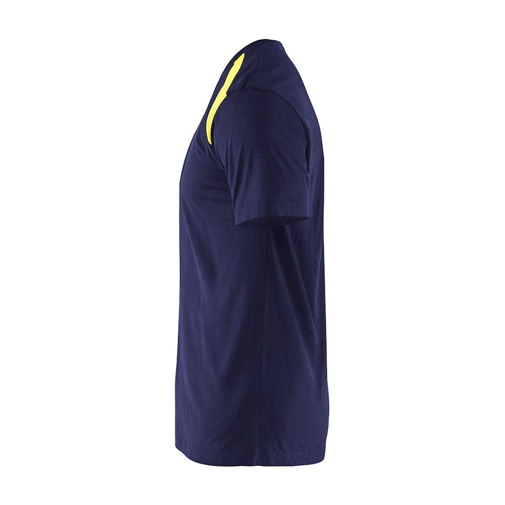 Blaklader T-Shirt 3379 #colour_navy-blue-hi-vis-yellow