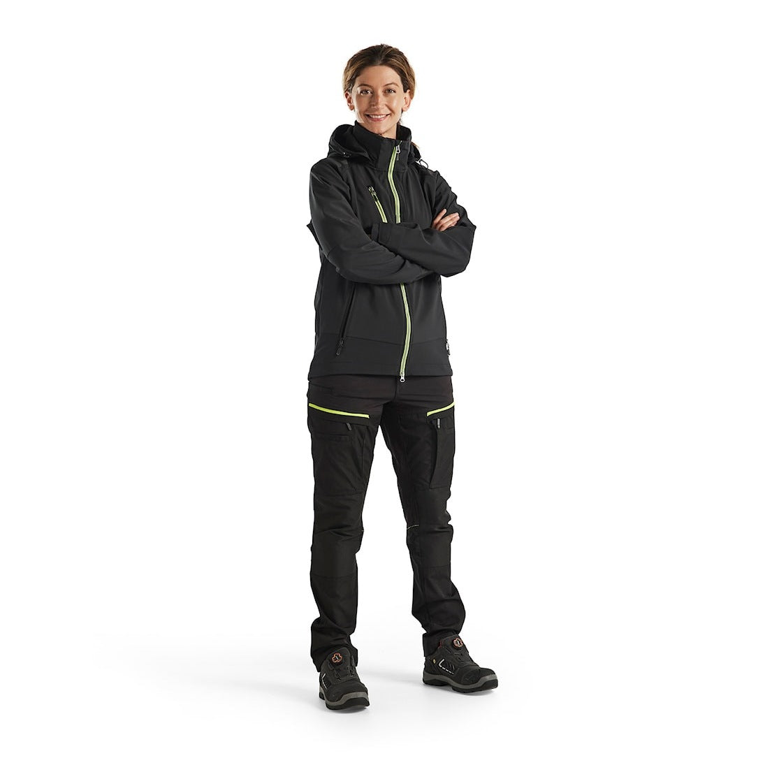 Blaklader Women's Softshell Jacket 4719 #colour_black-hi-vis-yellow