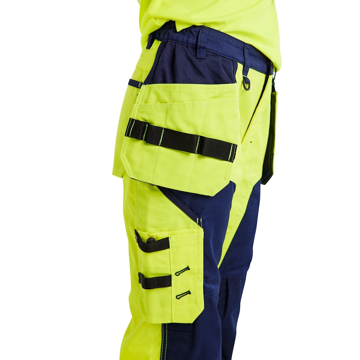 Blaklader Women's Hi-Vis Trousers 7156 #colour_hi-vis-yellow-navy-blue