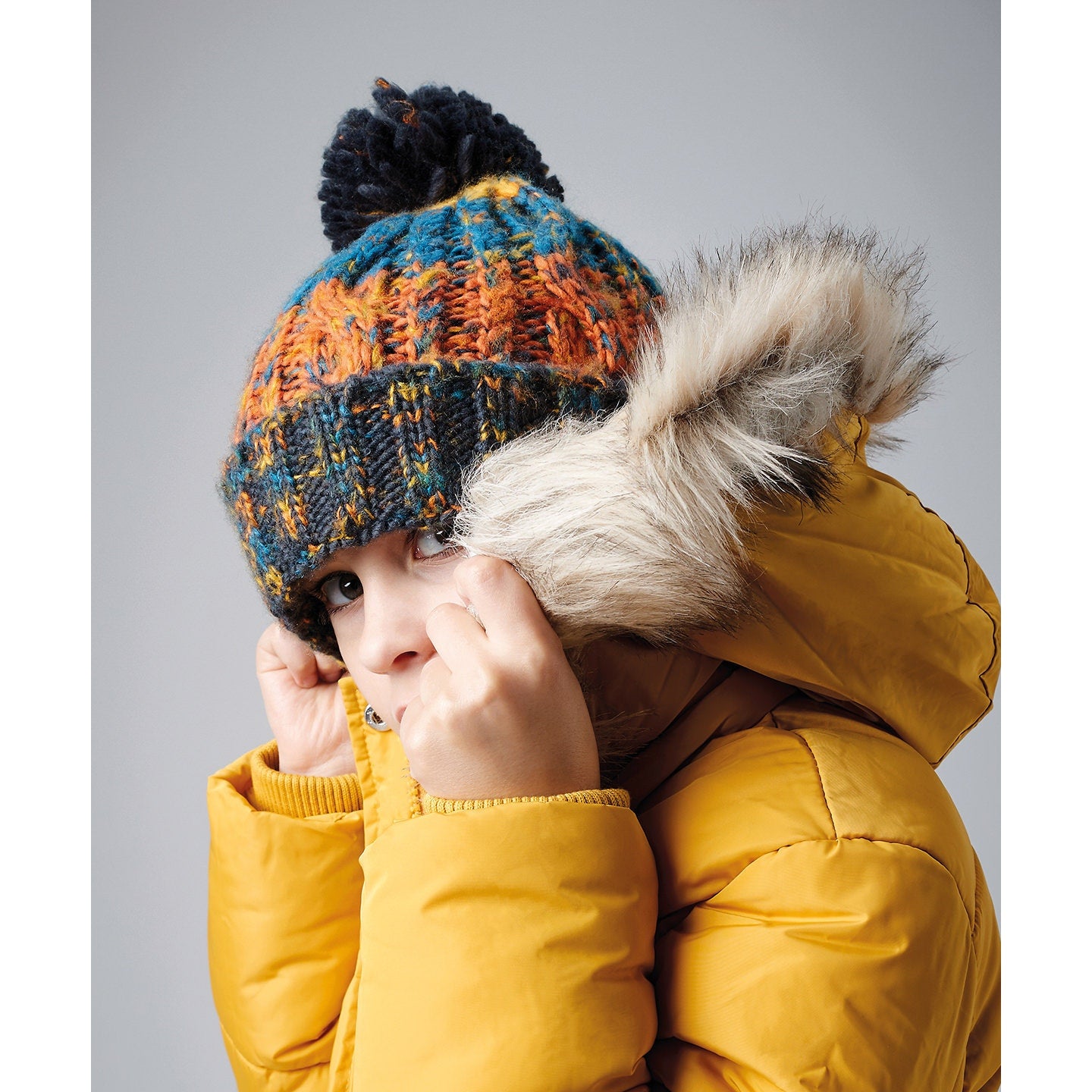 Beechfield Junior Corkscrew Pom Pom Beanie