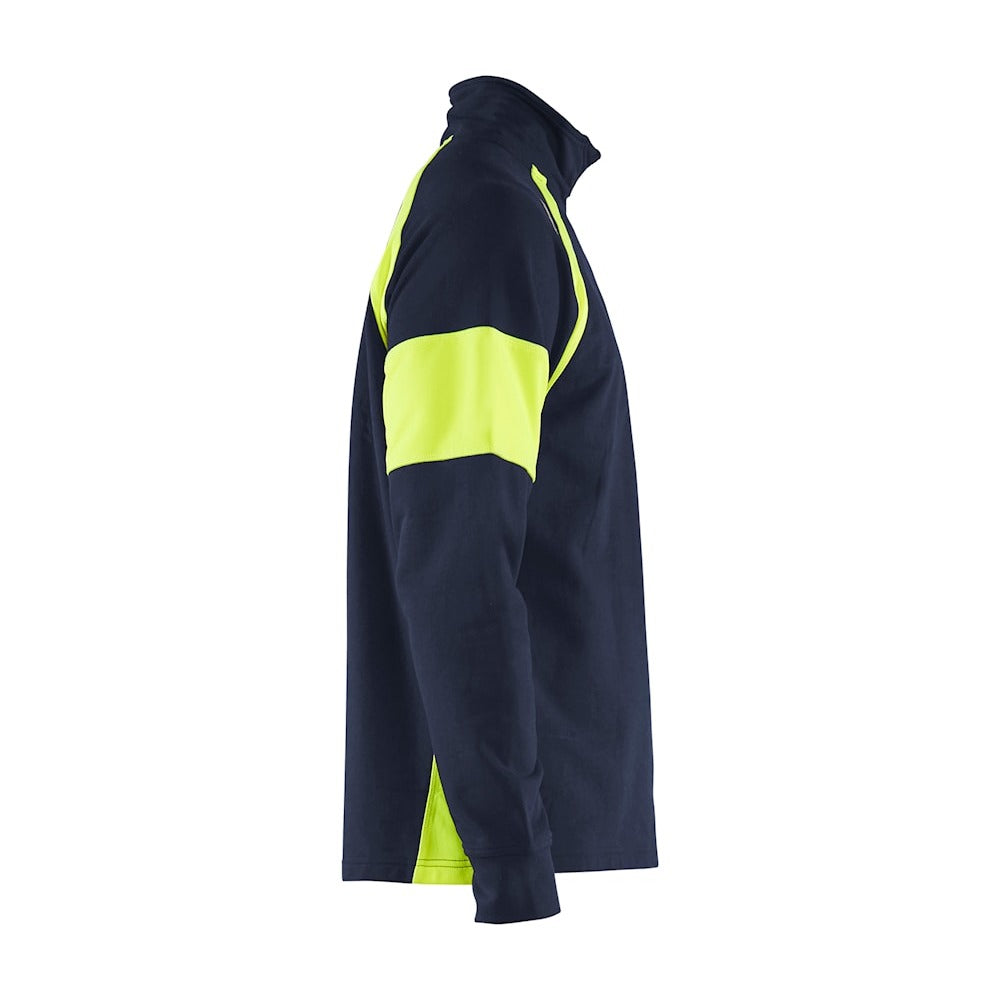 Blaklader Sweatshirt with Hi-Vis Panels 3550 #colour_navy-blue-hi-vis-yellow