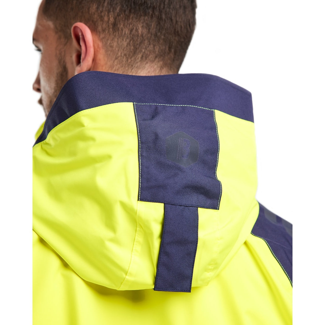 Blaklader Shell Jacket Hi-Vis 4435 #colour_hi-vis-yellow-navy-blue