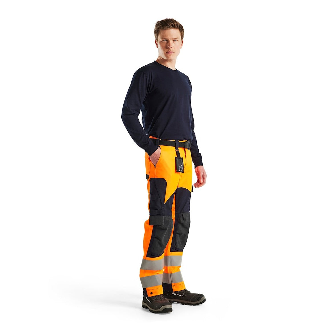 Blaklader Multinorm Inherent Trousers 1588 #colour_orange-navy-blue