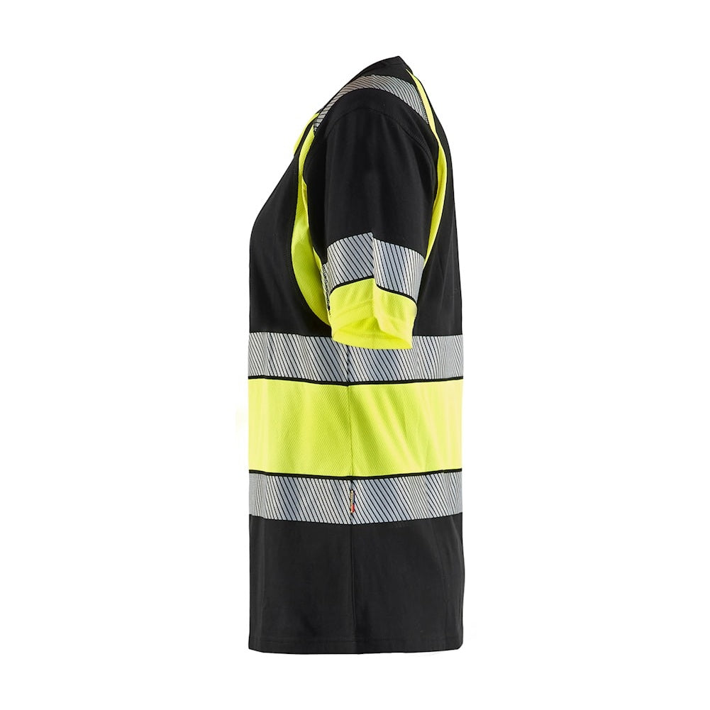 Blaklader Women's Hi-Vis T-Shirt 3410 #colour_black-hi-vis-yellow