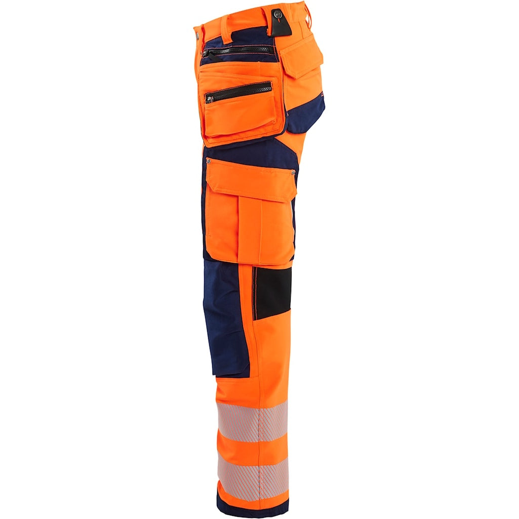Blaklader Women's 4-Way-Stretch Hi-Vis Trousers 7197 #colour_orange-navy-blue