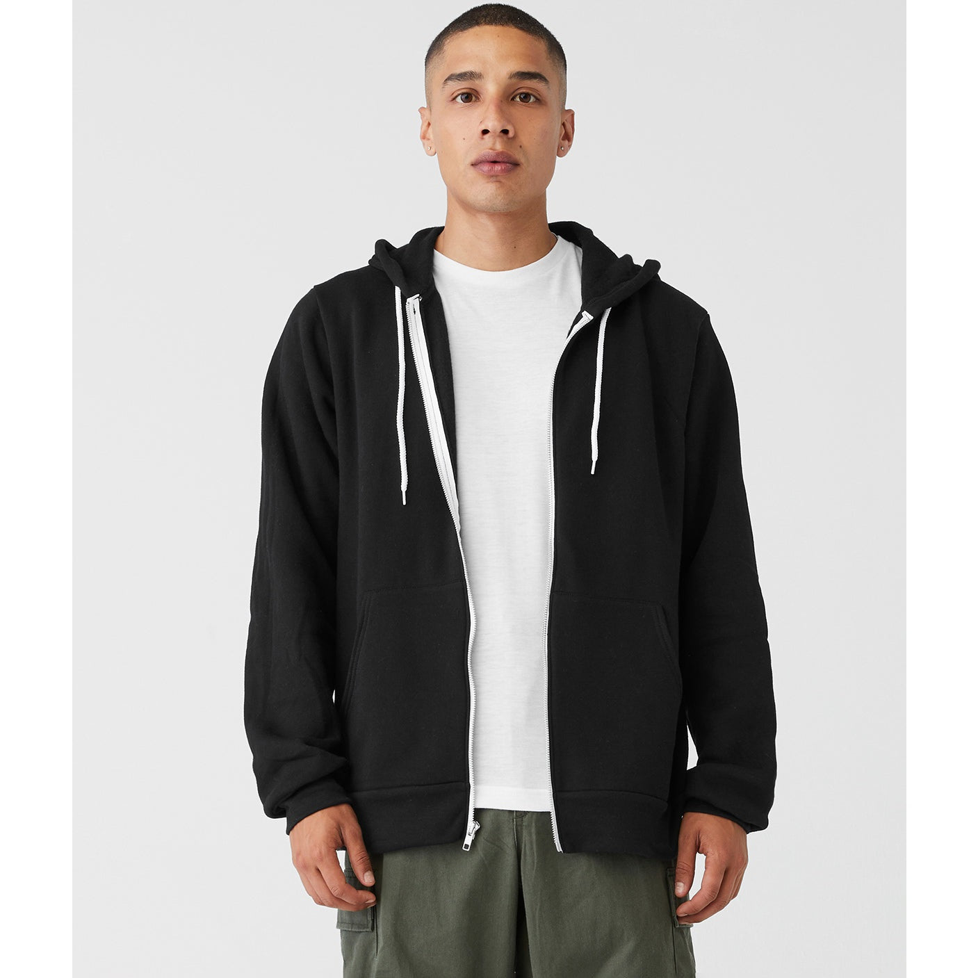 Bella Canvas Unisex Polycotton Fleece Full-Zip Hoodie - Black