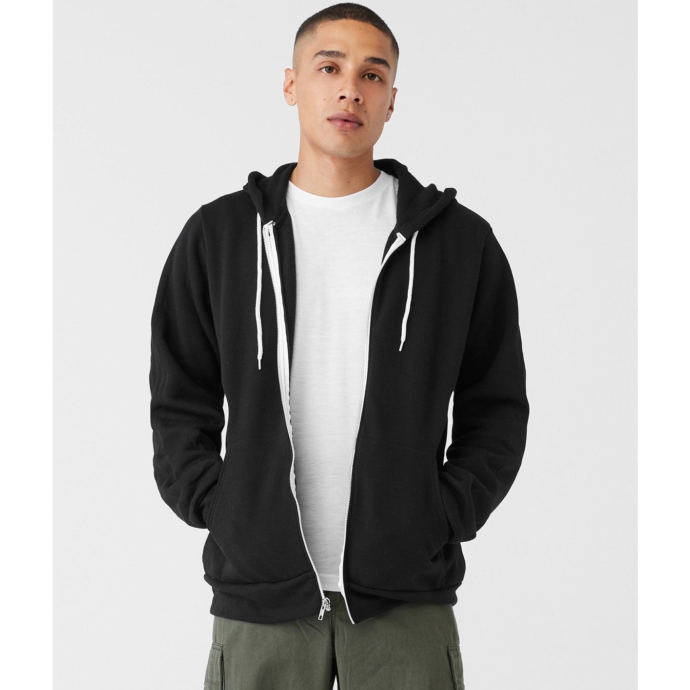 Bella Canvas Unisex Polycotton Fleece Full-Zip Hoodie - Black