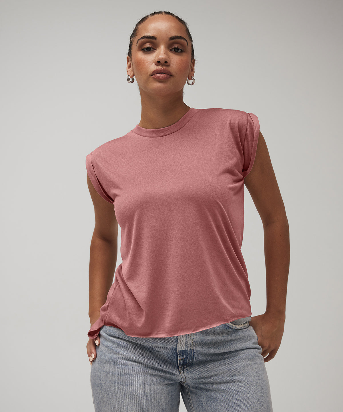 Bella Canvas Women's Flowy Muscle Tee With Rolled Cuff