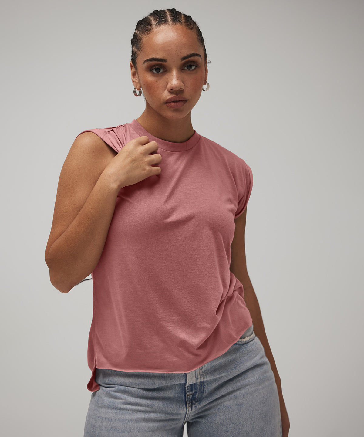 Bella Canvas Women's Flowy Muscle Tee With Rolled Cuff