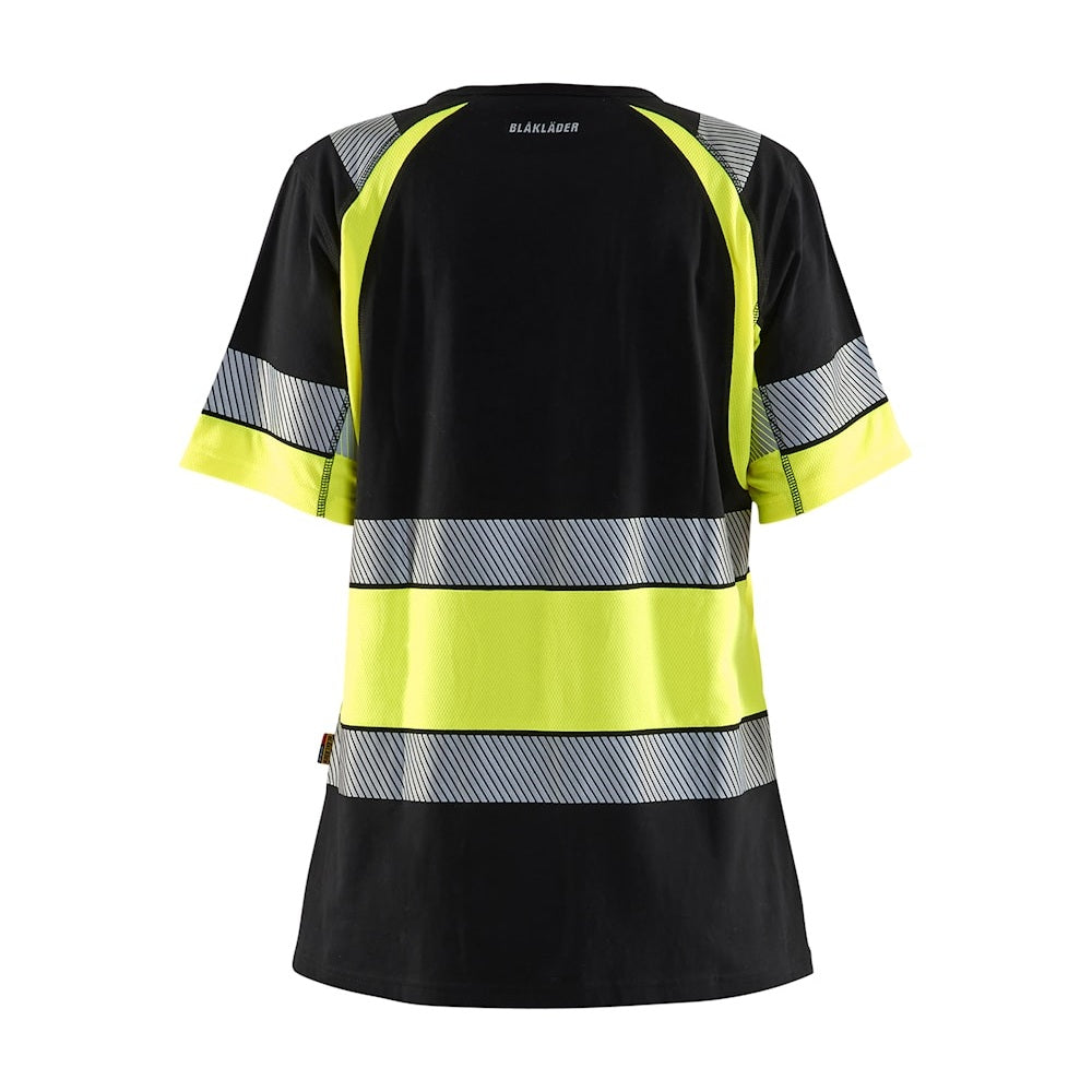 Blaklader Women's Hi-Vis T-Shirt 3410 #colour_black-hi-vis-yellow