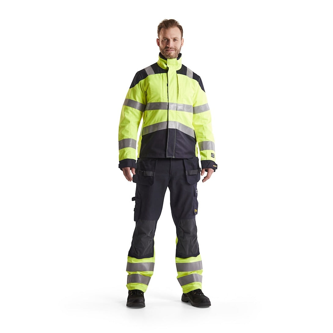 Blaklader Multinorm Inherent Trousers 1489 #colour_navy-blue-hi-vis-yellow