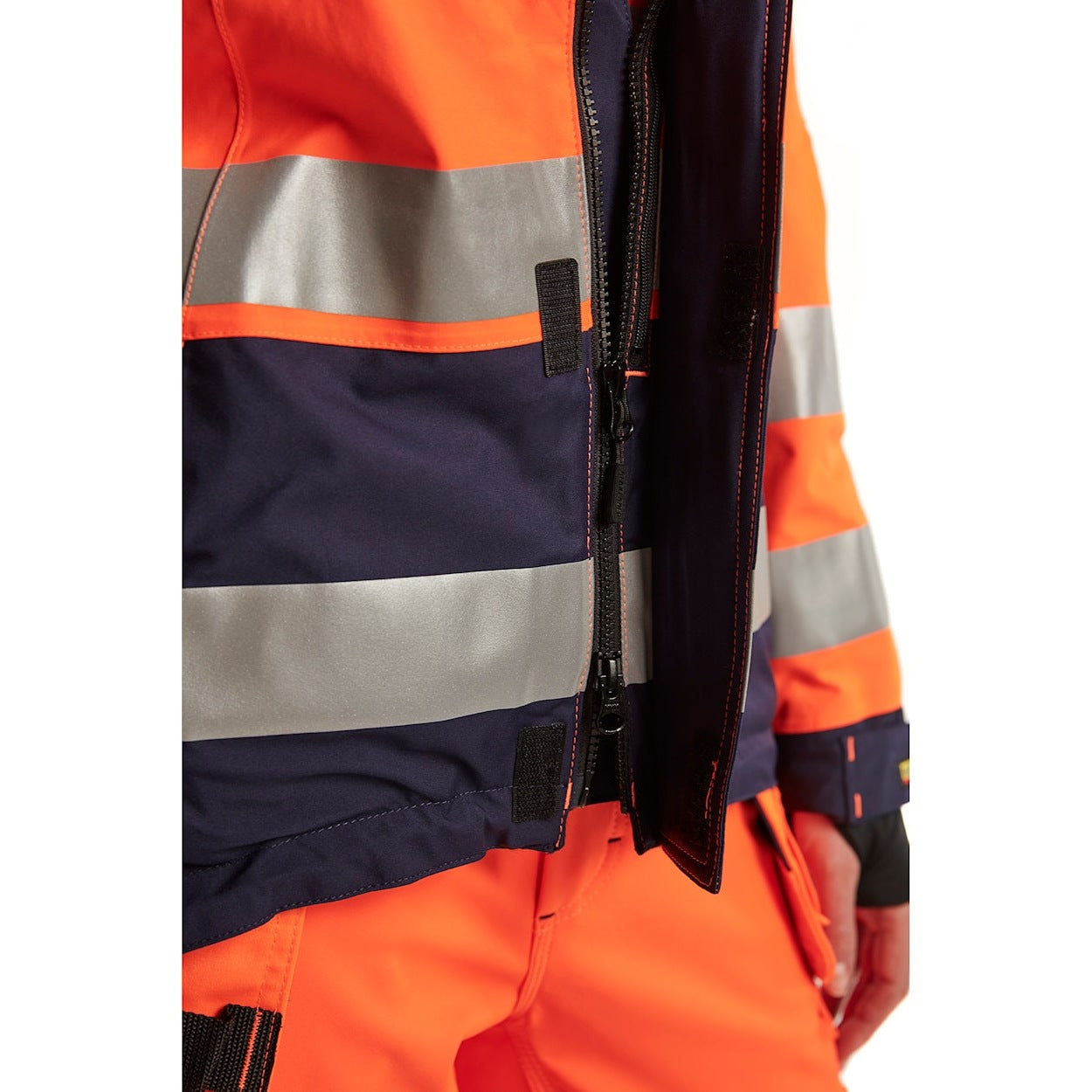Blaklader Women's Hi-Vis Shell Jacket 4904 #colour_orange-navy-blue