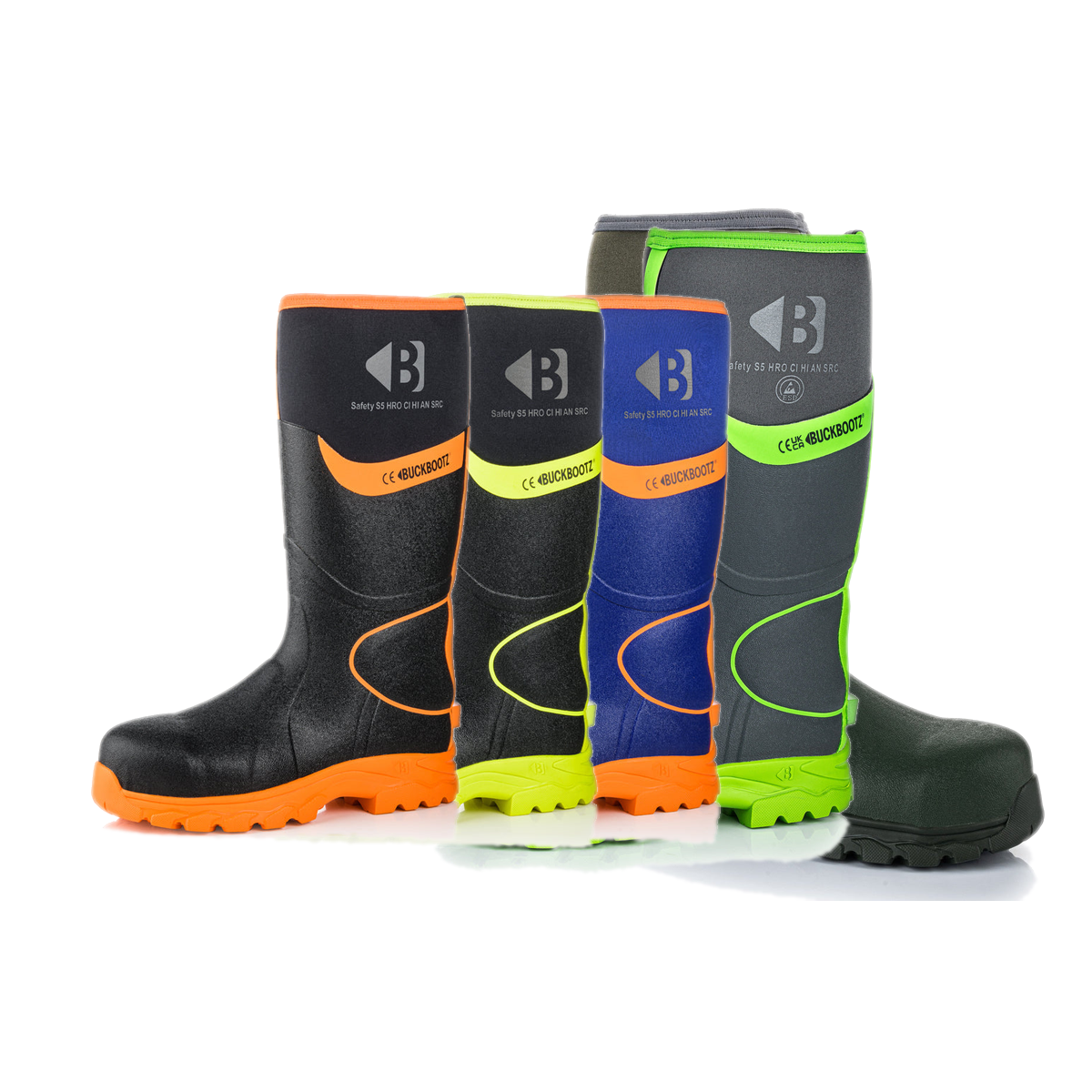 Buckbootz BBZ8000 High Visibility Neoprene/Rubber Safety Wellington Boots