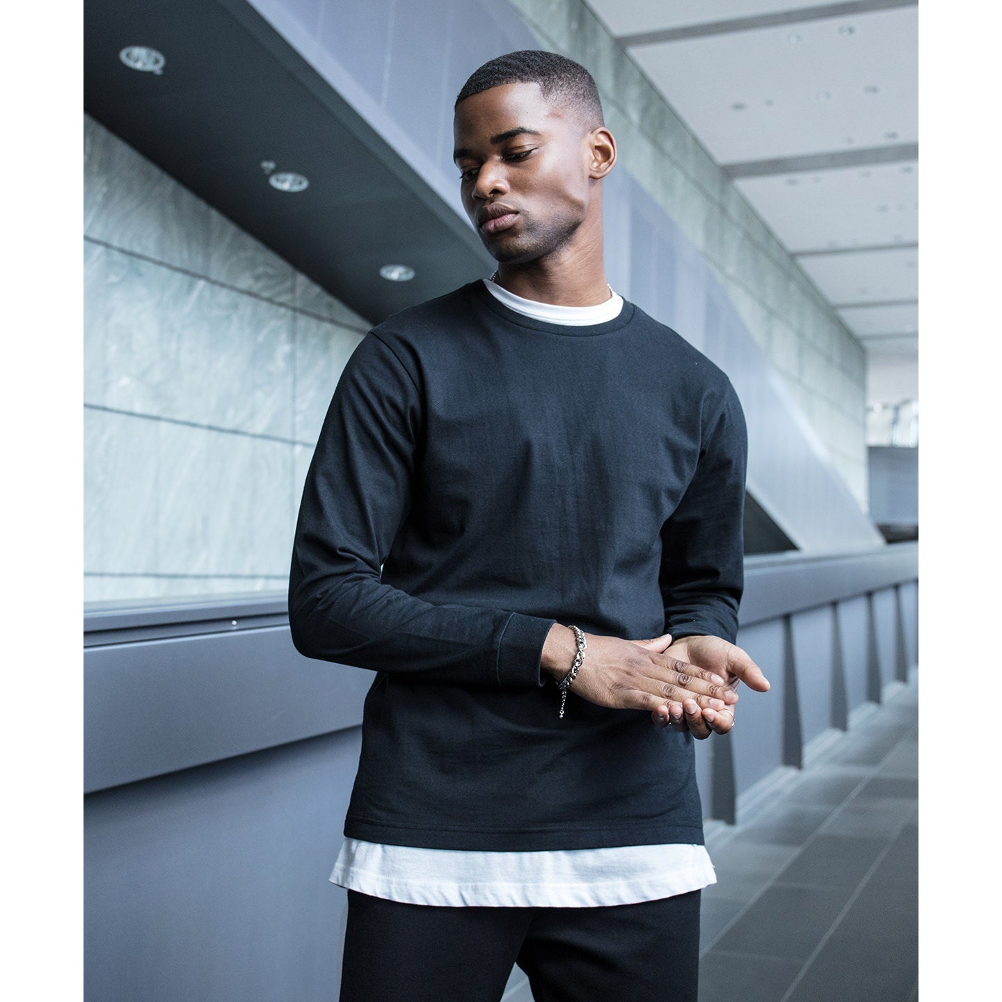 Build Your Brand Long Sleeve With Cuff Rib