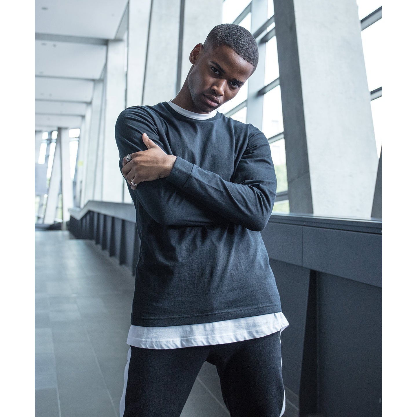 Build Your Brand Long Sleeve With Cuff Rib