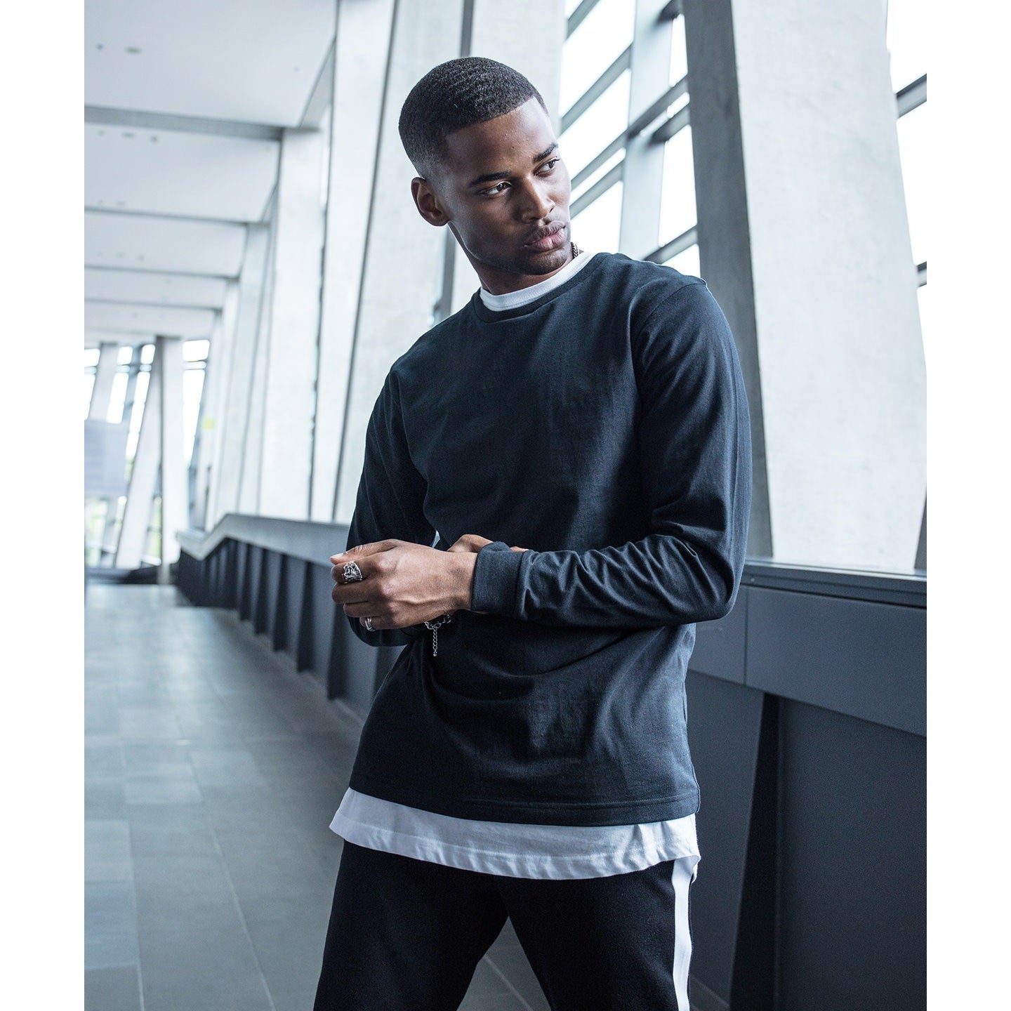 Build Your Brand Long Sleeve With Cuff Rib