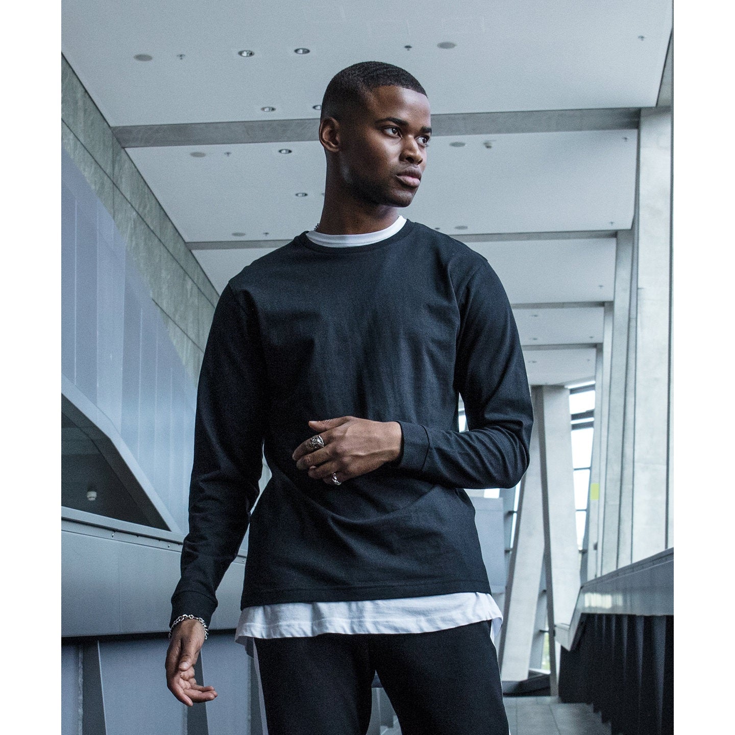 Build Your Brand Long Sleeve With Cuff Rib