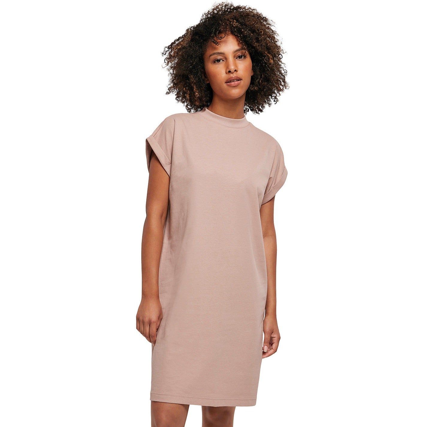 Build Your Brand Women's Turtle Extended Shoulder Dress - Dusk Rose