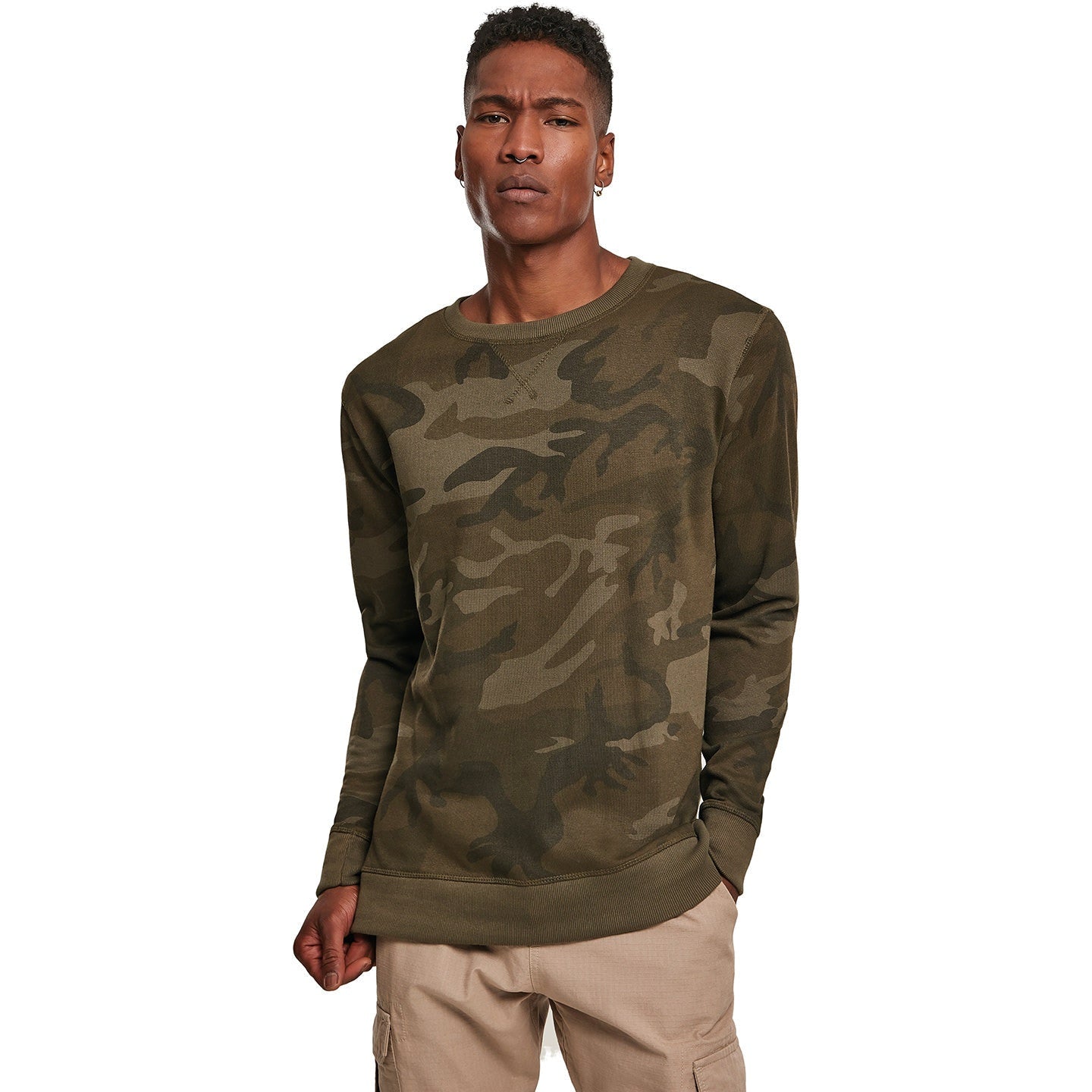 Build Your Brand Camo Crew Neck
