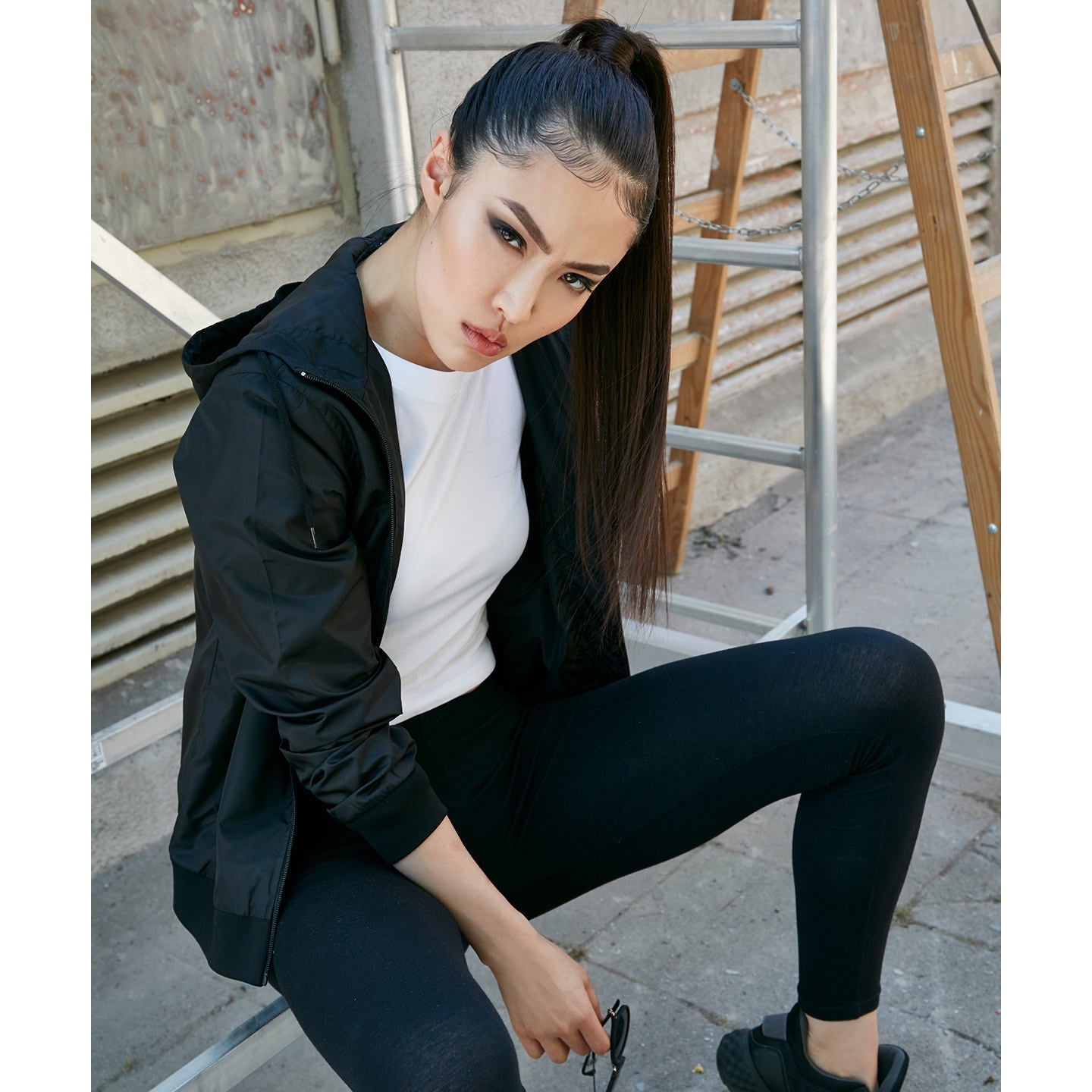 Build Your Brand Women's Two-Tone Tech Windrunner Jacket