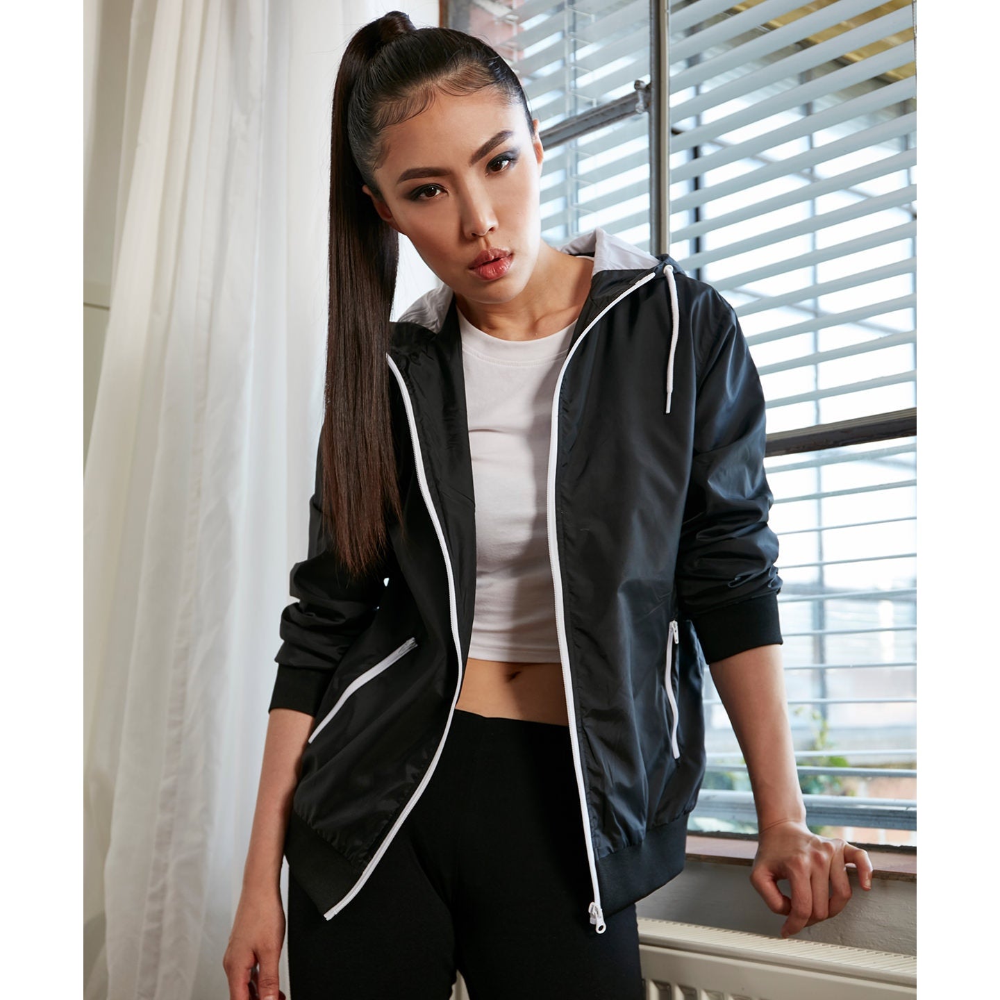 Build Your Brand Women's Two-Tone Tech Windrunner Jacket