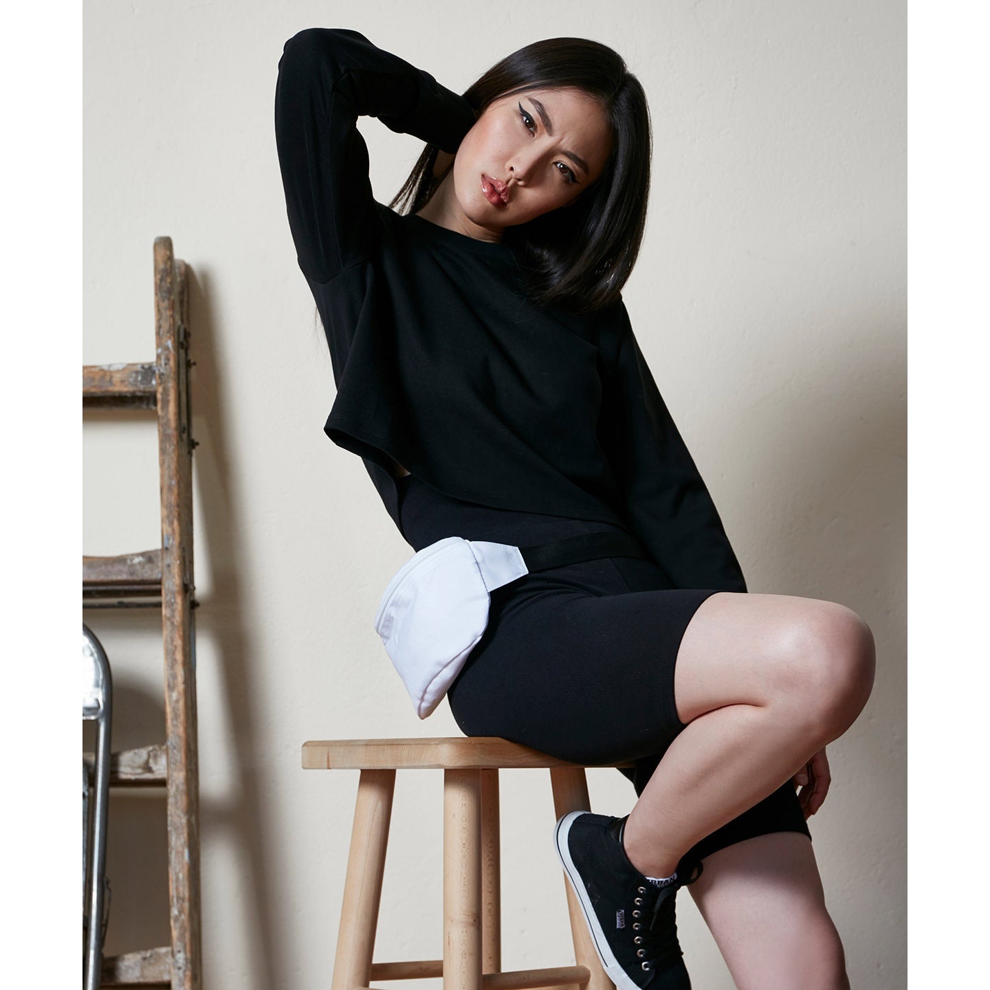 Build Your Brand Women's Terry Cropped Crew